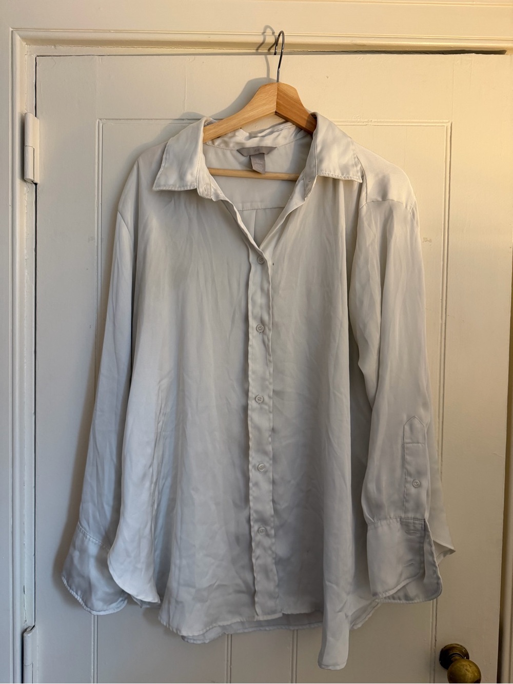 H&M Soft White Long-Sleeve Button Shirt